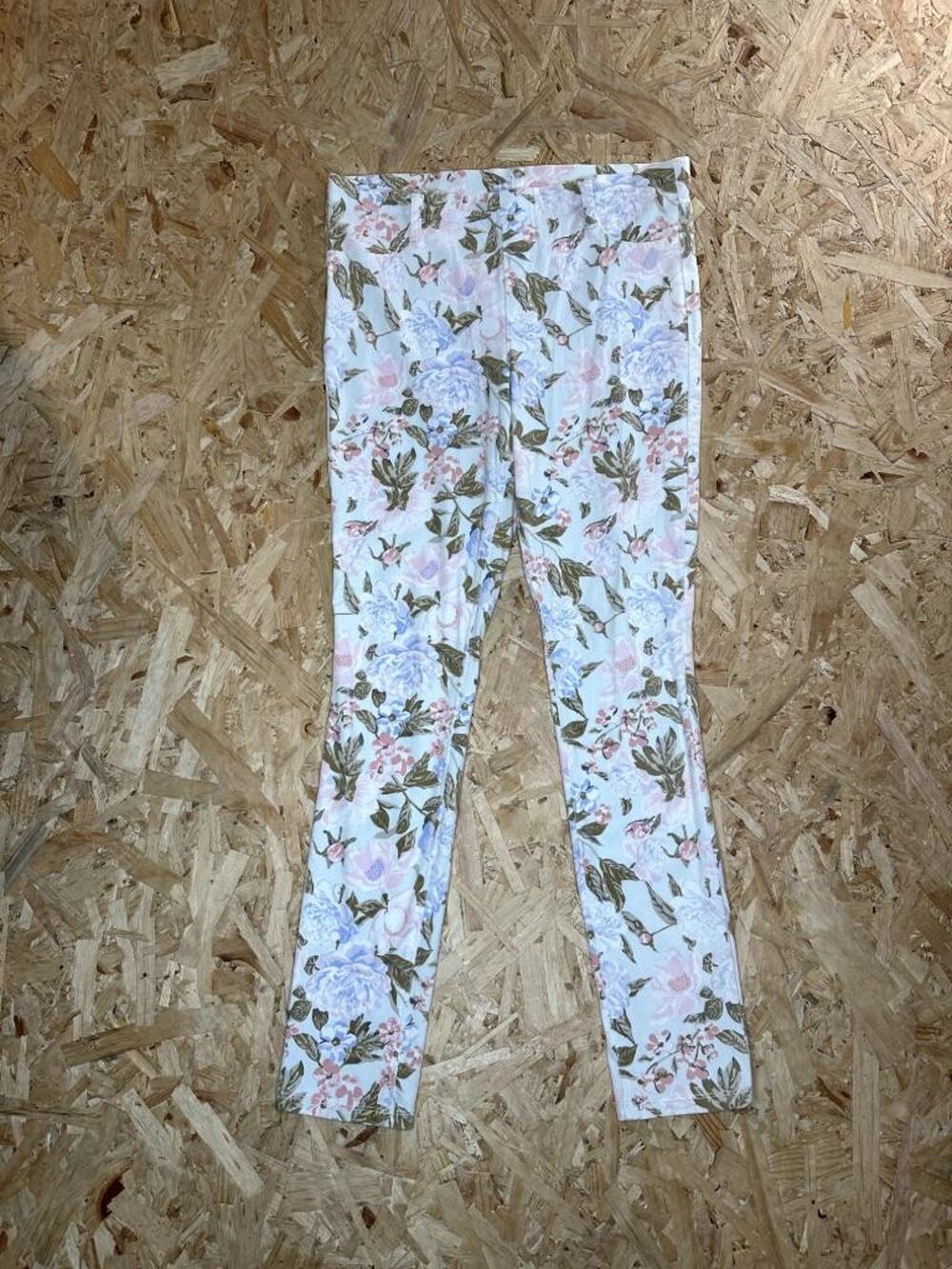 Mixit Floral Pants Womens Medium Multicolor Cotton Stretch Skinny Leg Casual